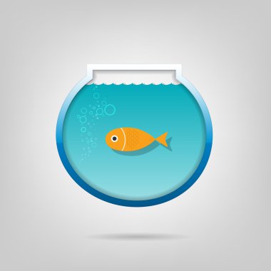 Creative aquarium with a small goldfis clipart