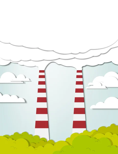 Palenie dwa kominy zanieczyszczenia powietrza — Wektor stockowy