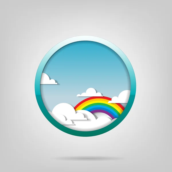 Regenboog en wolken — Stockvector