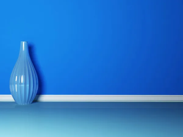 在蓝色的房间蓝色花瓶 — 图库照片