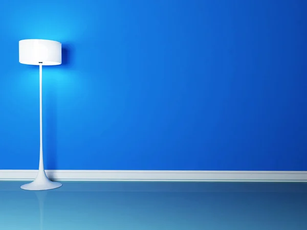 Lámpara de pie en la habitación azul — Foto de Stock