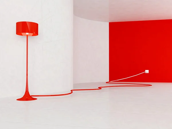 Lâmpada de assoalho vermelha, renderização — Fotografia de Stock