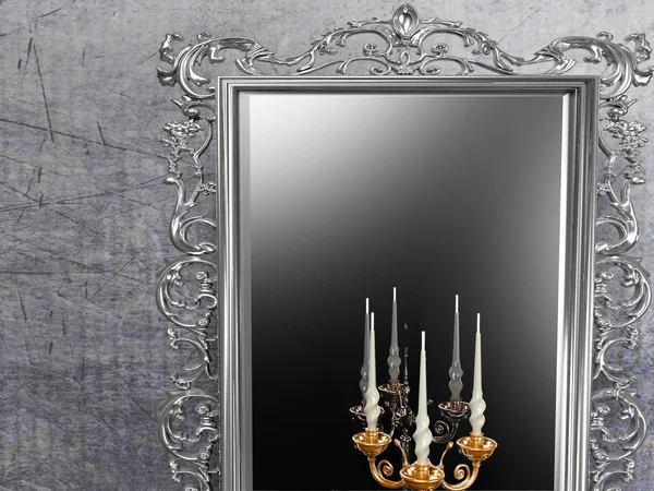 Oglindă antică și suport pentru lumânări — Fotografie, imagine de stoc