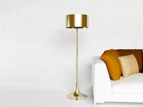 Bonita lámpara cerca del sofá — Foto de Stock