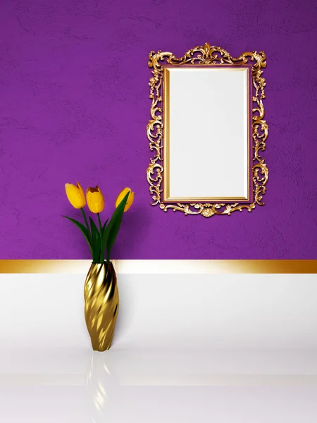 Żółte tulipany i lustro — Zdjęcie stockowe