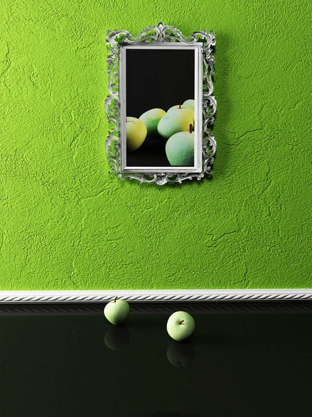 Creative painting and apples in the room — Stock Photo, Image