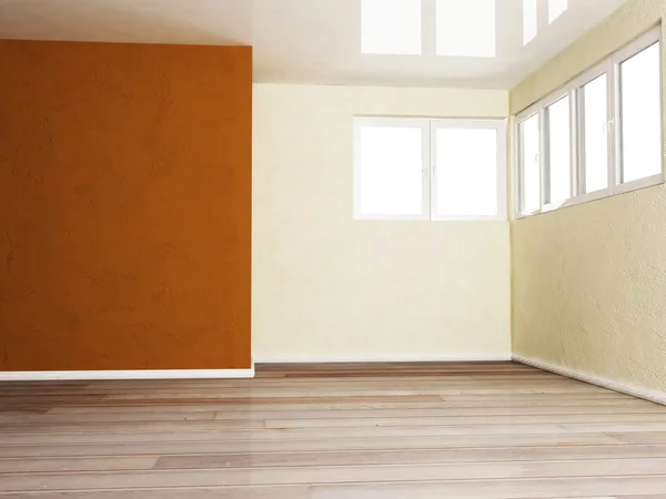 Empty room with many windows — Stock Photo, Image