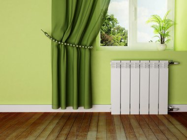 Interior design scene with a radiator clipart