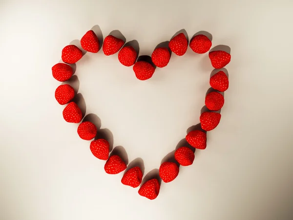 Φράουλες, σχήμα καρδιάς — Φωτογραφία Αρχείου