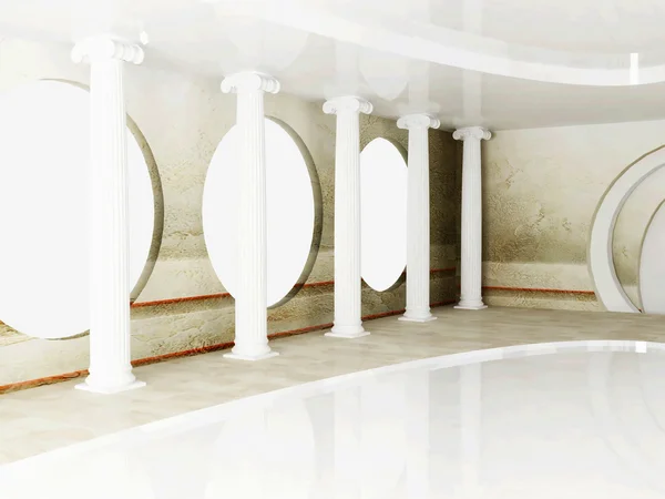 Сцена дизайна интерьера с колоннами — стоковое фото