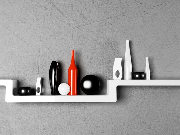 Creative shelf with the vases — Stock Photo, Image