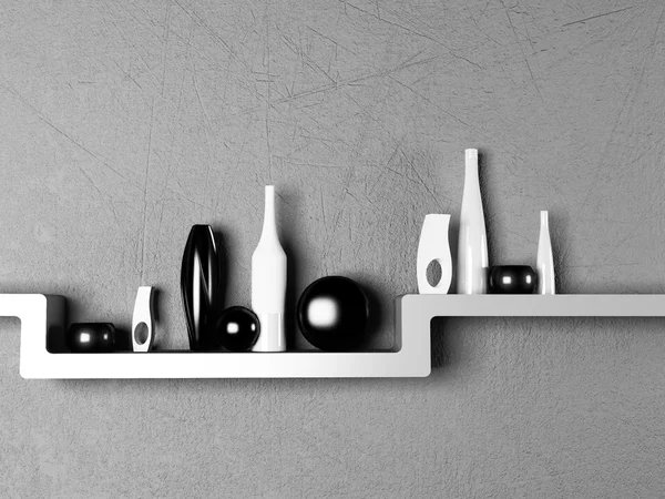 Creative shelf with the vases — Stock Photo, Image