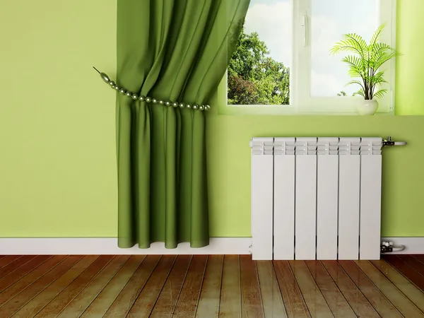 Interior design scene with a radiator — Stock Photo, Image