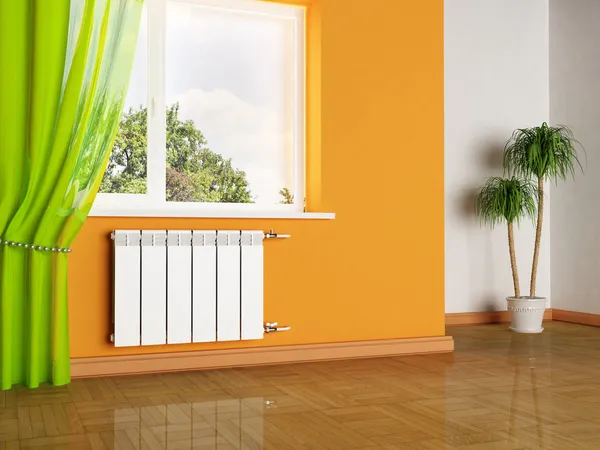 A radiator and a window — Stock Photo, Image