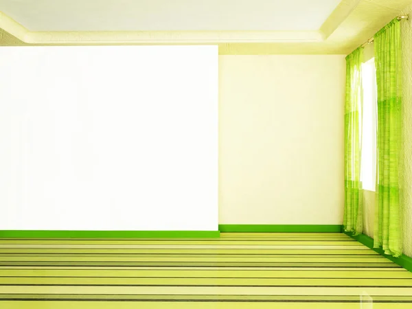 Yeşil renklerde boş oda — Stok fotoğraf