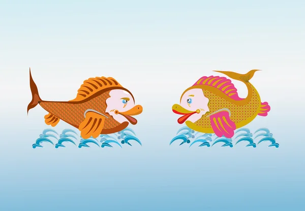 2 つの魔法の魚 — ストックベクタ