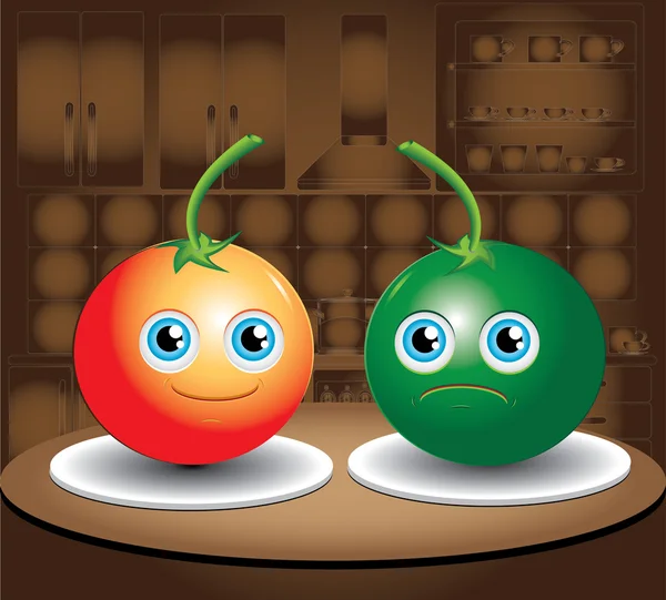 Dois tomates — Vetor de Stock