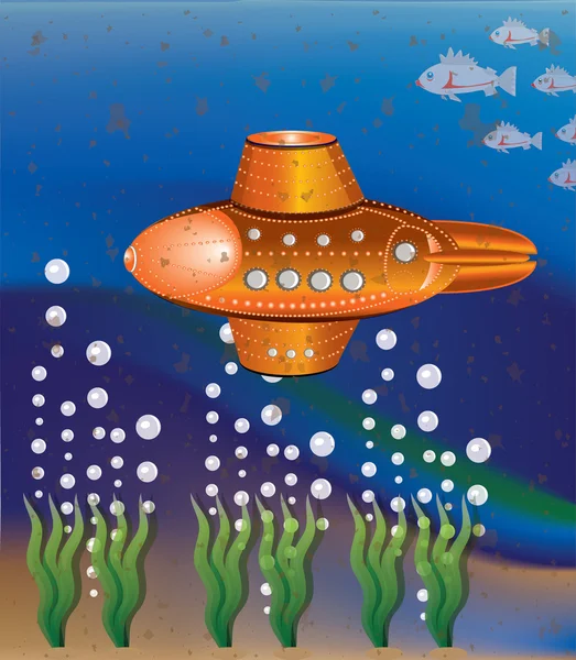 オレンジ色の潜水艦 — ストックベクタ