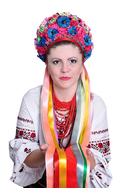 Γυναίκα στην εθνική ουκρανική φορεσιά (ρωσικά). πορτρέτο. — Φωτογραφία Αρχείου