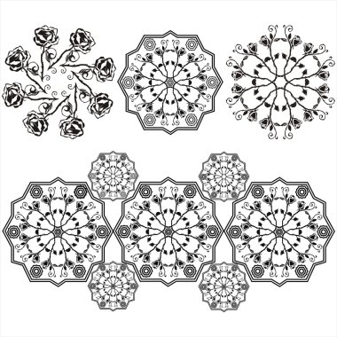 Vector set with arabesque elements clipart