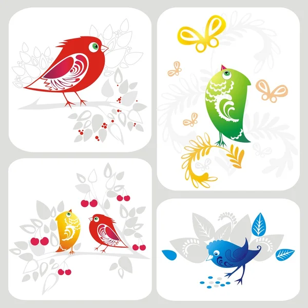 Set de vectores con pájaro decorativo — Vector de stock