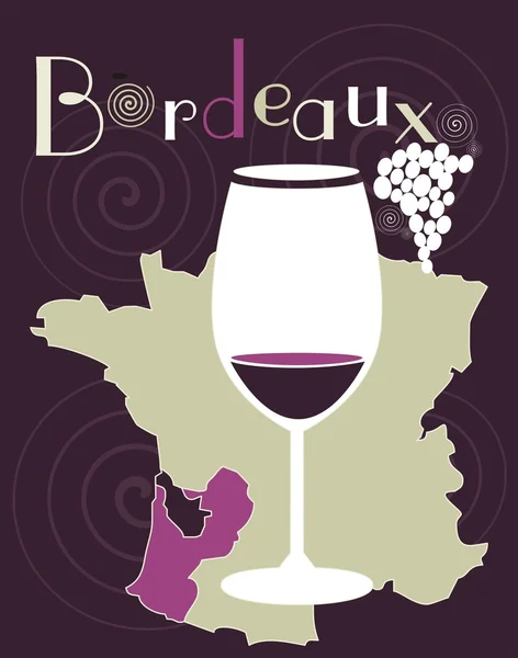 Sklo pro francouzské červené víno - bordeaux — Stockový vektor