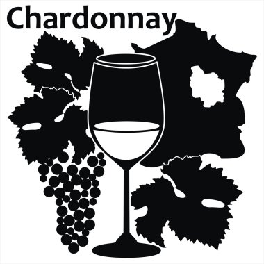 Wine glass for white French wine - Chardonnay clipart