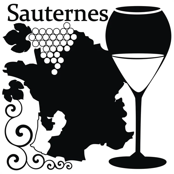 Bicchiere per vino bianco francese - Sauternes — Vettoriale Stock