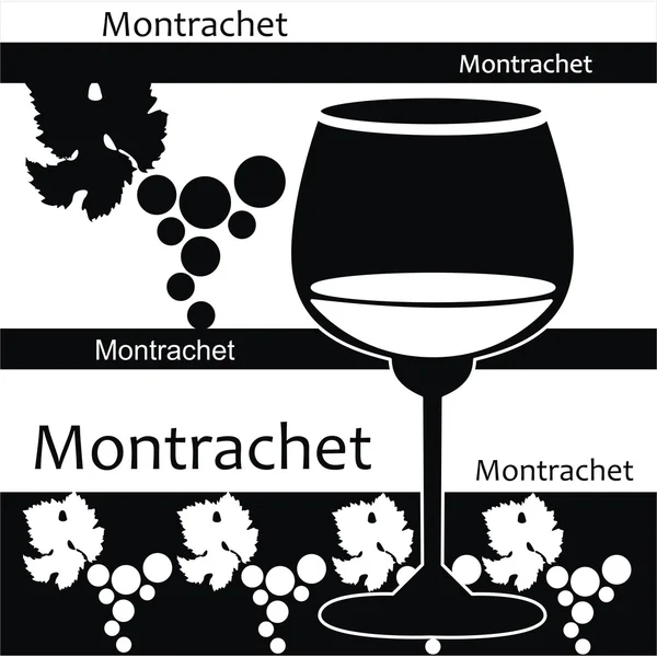 Sklenice na víno bílé francouzské víno - montrachet — Stockový vektor
