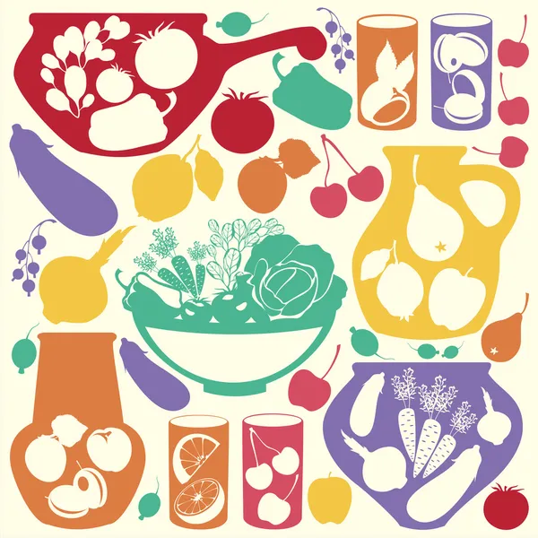Iconos de alimentos decorativos — Vector de stock