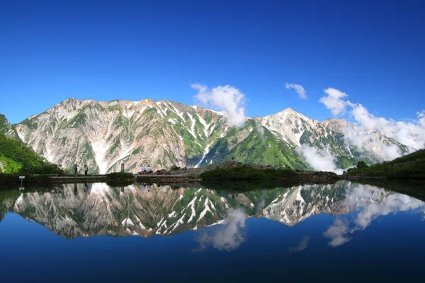 Mountain reflection in pond — Stock Photo, Image