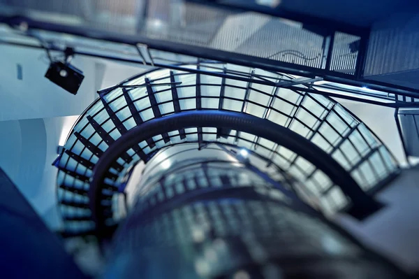 Looking up at modern glass stairway — Stock Photo, Image