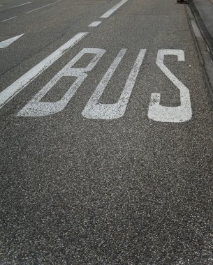 Bus lane sign road marking clipart