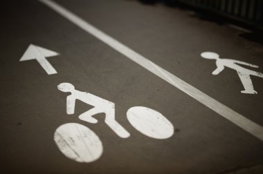 Bikes and pedestrian lanes clipart