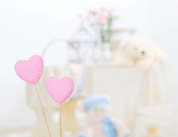 Růžové bavlněné srdce — Stock fotografie