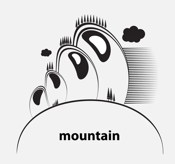 Диапазон гор с векторным фоном облаков — стоковый вектор