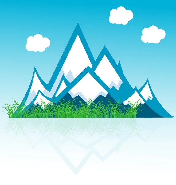 Range of mountains with clouds vector format background — Stock Vector