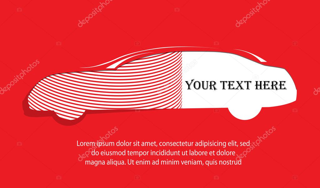 Car silhouette banner on red background for your text