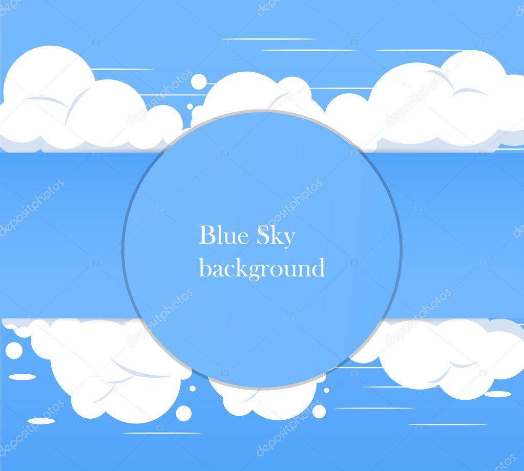 Abstract blue sky banner with clouds background