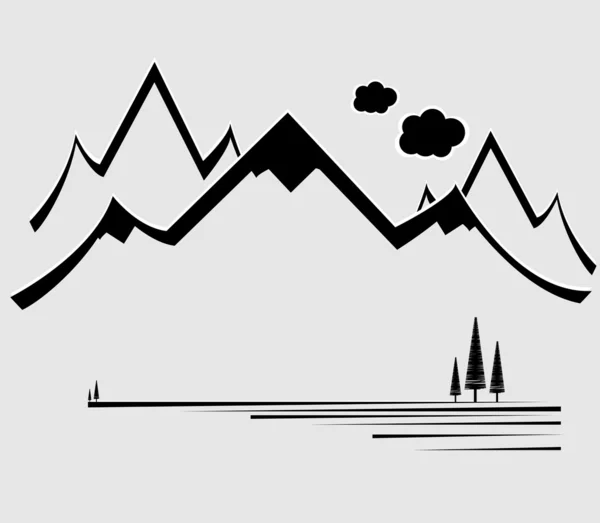 Mountain and trees illustration — Stockfoto