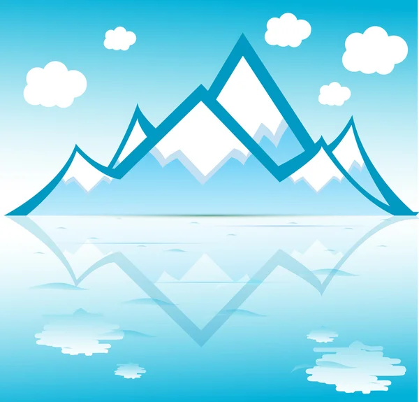 Mountain vector format reflected in water — Stock Photo, Image