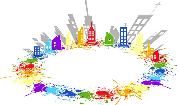 Color city paint splashes for real estate background vector — Stock Vector