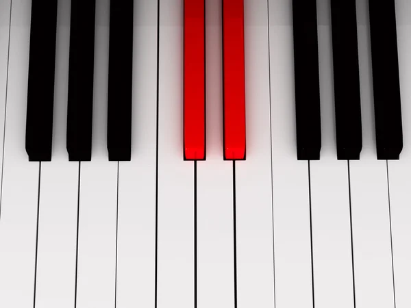 Klavírní červená klíč — Stock fotografie