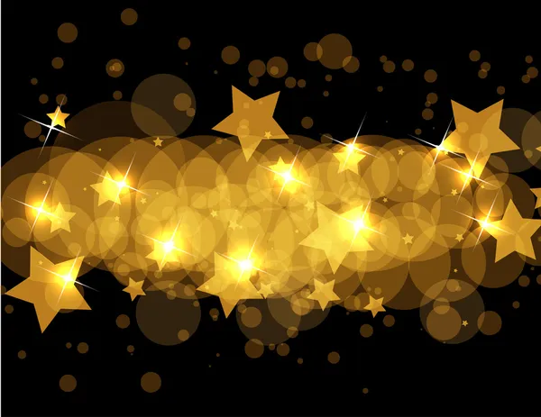 Abstract gold stars on dark vector background — Stock Vector