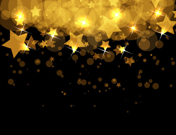 Abstract gold stars on dark vector background