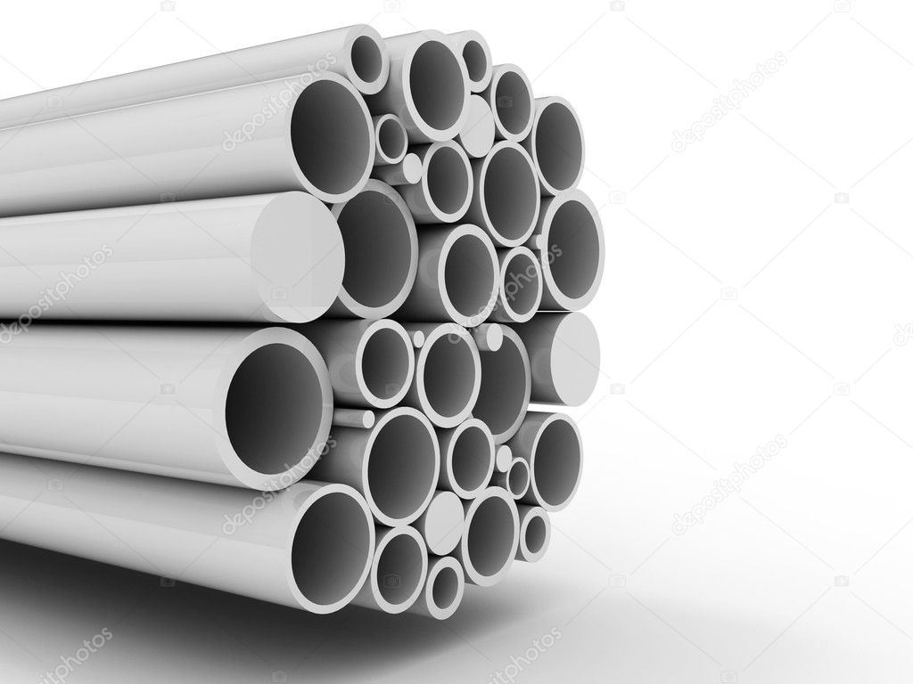 Stack of steel metal tube pipes background