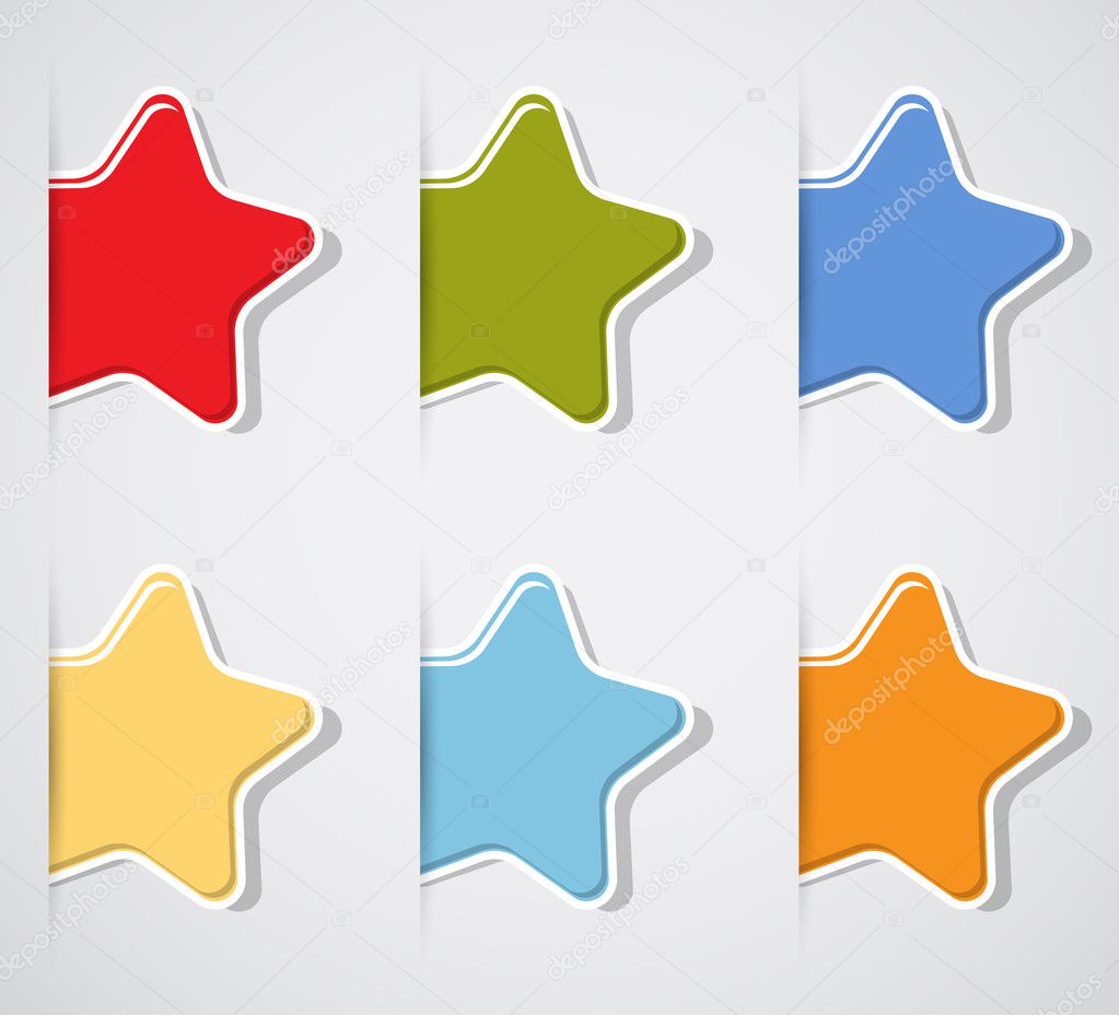 Set of color paper stars for background vector