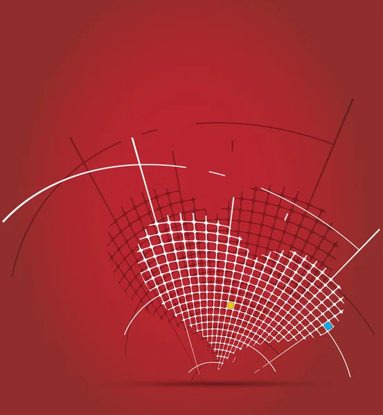 Circuito astratto pixel cuore mosaico sfondo — Vettoriale Stock