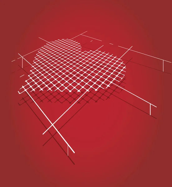 Circuito abstracto pixel corazón mosaico fondo — Vector de stock
