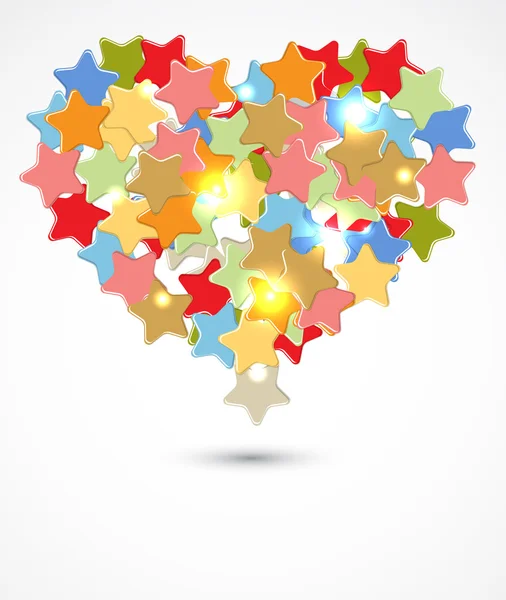 Abstract light color heart stars fly background — Stock Vector